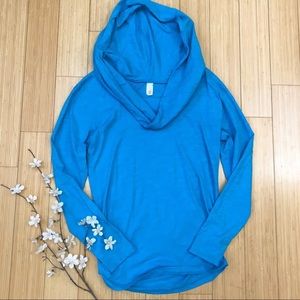 Lucy cowl hoodie long- Caribbean Periwinkle Blue